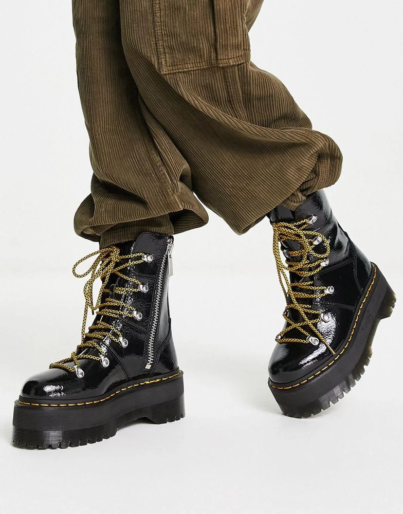 商品Dr. Martens|Dr Martens Ghilana Max quad boots in distressed black patent,价格¥2063,第4张图片详细描述