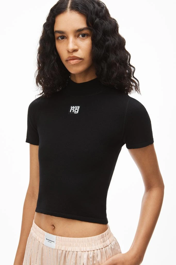 商品Alexander Wang|LOGO PATCH MOCK NECK TOP IN BODYCON KNIT,价格¥2212,第4张图片详细描述