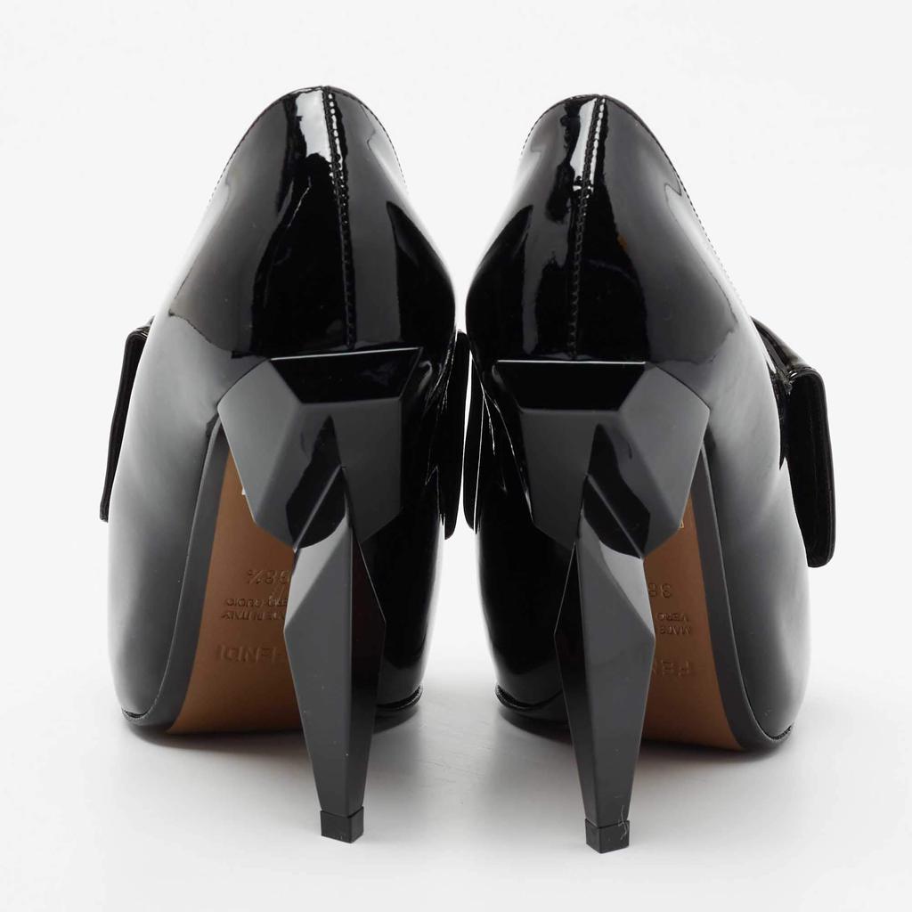 Fendi Black Patent Leather Diamond Heel Pointed Toe Ankle Booties Size 38.5商品第5张图片规格展示