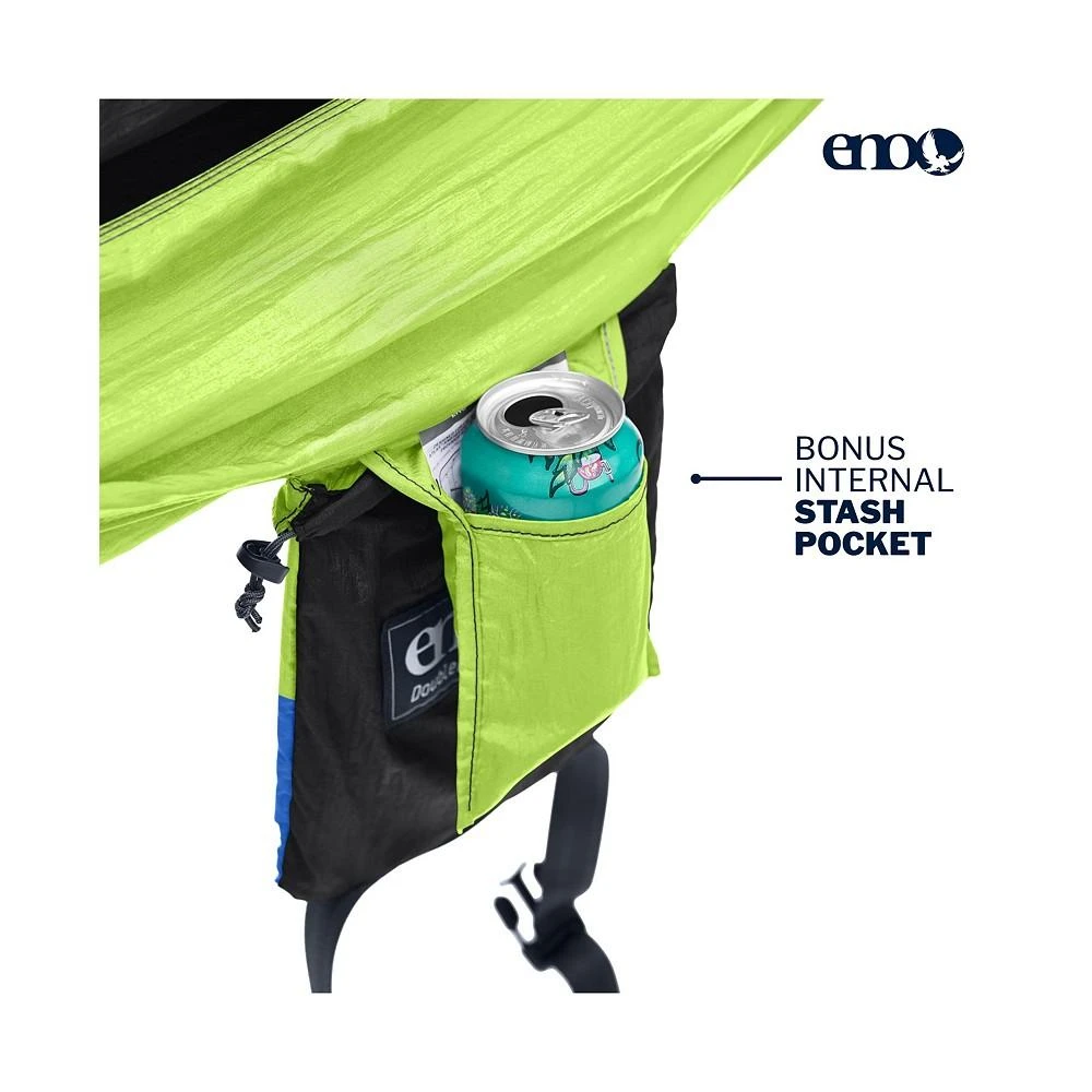 商品ENO|DoubleNest Hammock - Lightweight, Portable, 1 to 2 Person Hammock - For Camping, Hiking, Backpacking, Travel, a Festival, or the Beach - Chartreuse/Black/Royal,价格¥558,第3张图片详细描述