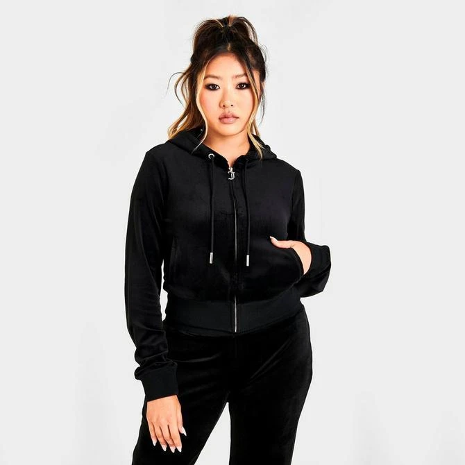 商品Juicy Couture|Women's Juicy Couture OG Big Bling Velour Zip-Up Hoodie,价格¥889,第3张图片详细描述