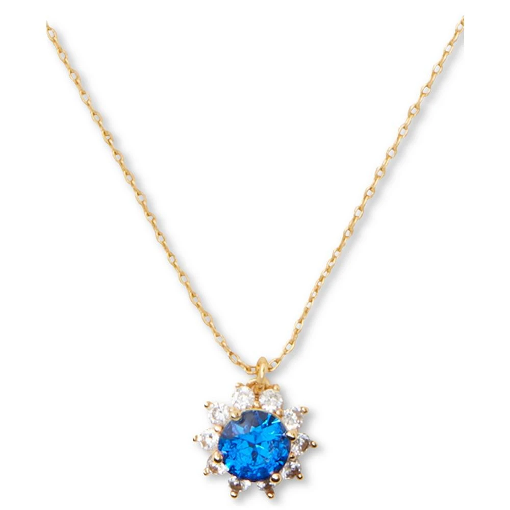 商品Kate Spade|Gold-Tone Cubic Zirconia Halo Pendant Necklace, 16" + 3" extender,价格¥216,第1张图片