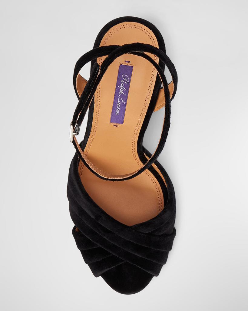 商品Ralph Lauren|Bacall Velvet Ankle-Strap Stiletto Sandals,价格¥6631,第6张图片详细描述