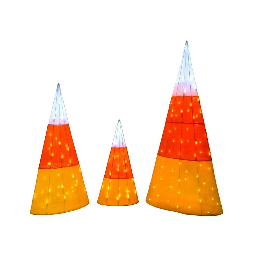 商品National Tree Company|3-Piece Pre-Lit Candy Corn Cones Set,价格¥5298,第2张图片详细描述
