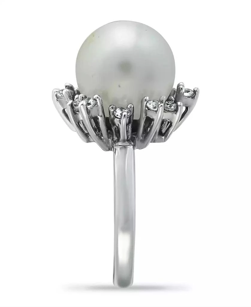 商品Macy's|Imitation Pearl and Cubic Zirconia Halo Ring in Silver Plate,价格¥186,第2张图片详细描述