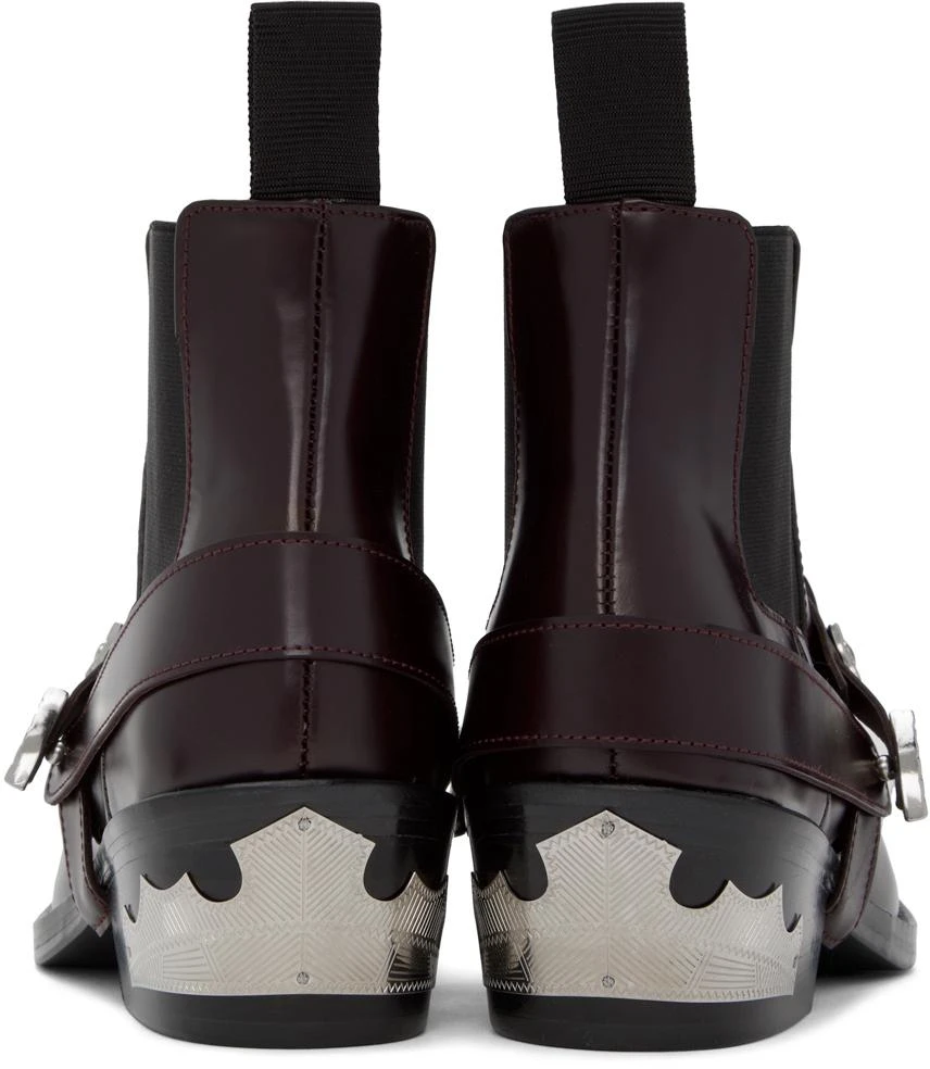 商品Toga Pulla|Burgundy Ankle Strap Chelsea Boots,价格¥1342,第2张图片详细描�述