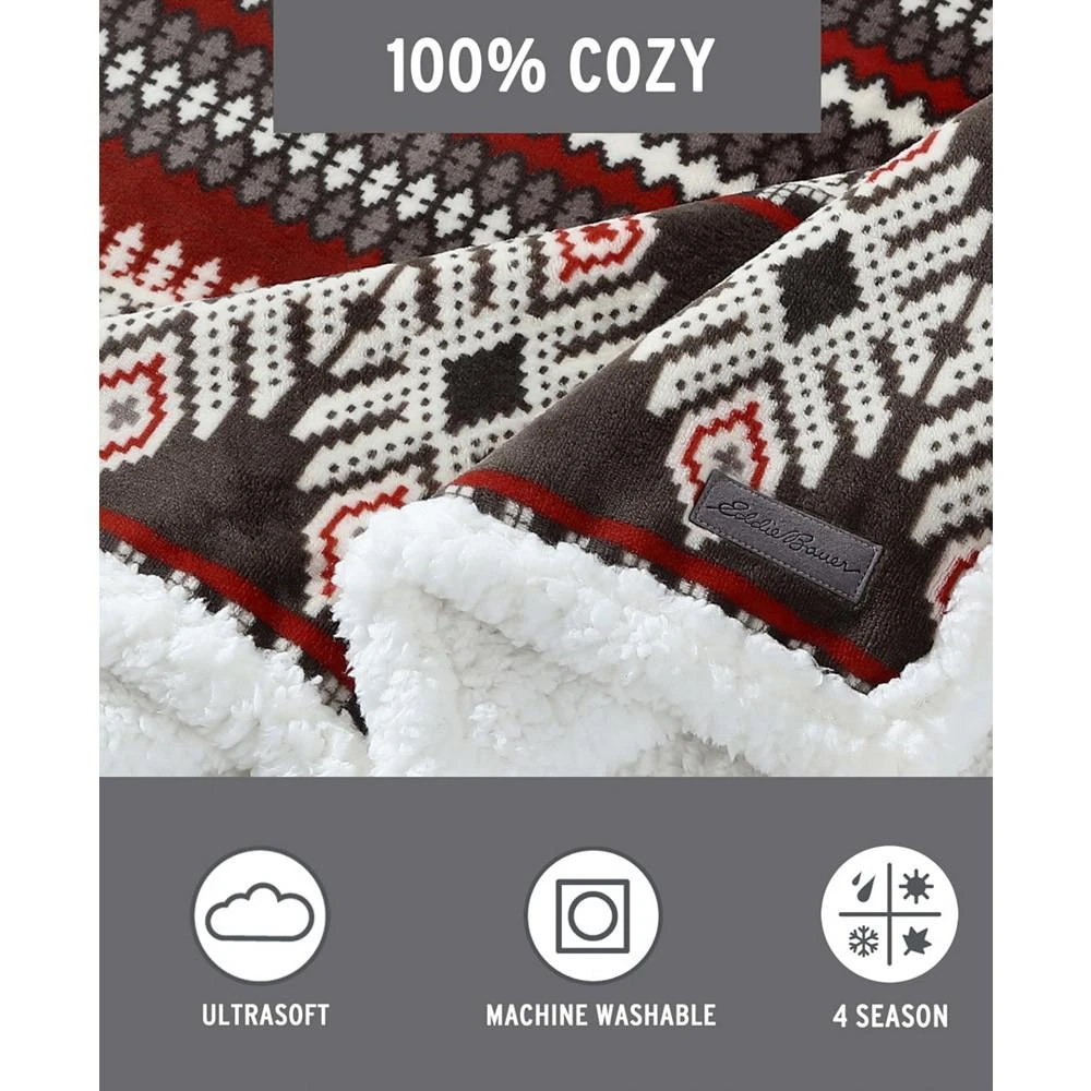 商品Eddie Bauer|Sycamore Ultra Soft Plush Fleece Reversible Throw Blanket, 60" X 50",价格¥226,第4张图片详细描述