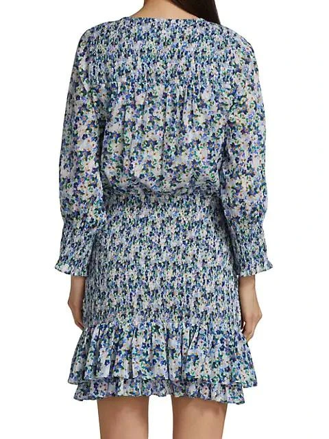 商品VERONICA BEARD|Darrah Floral Smocked Dress,价格¥3718,第5张图片详细描述