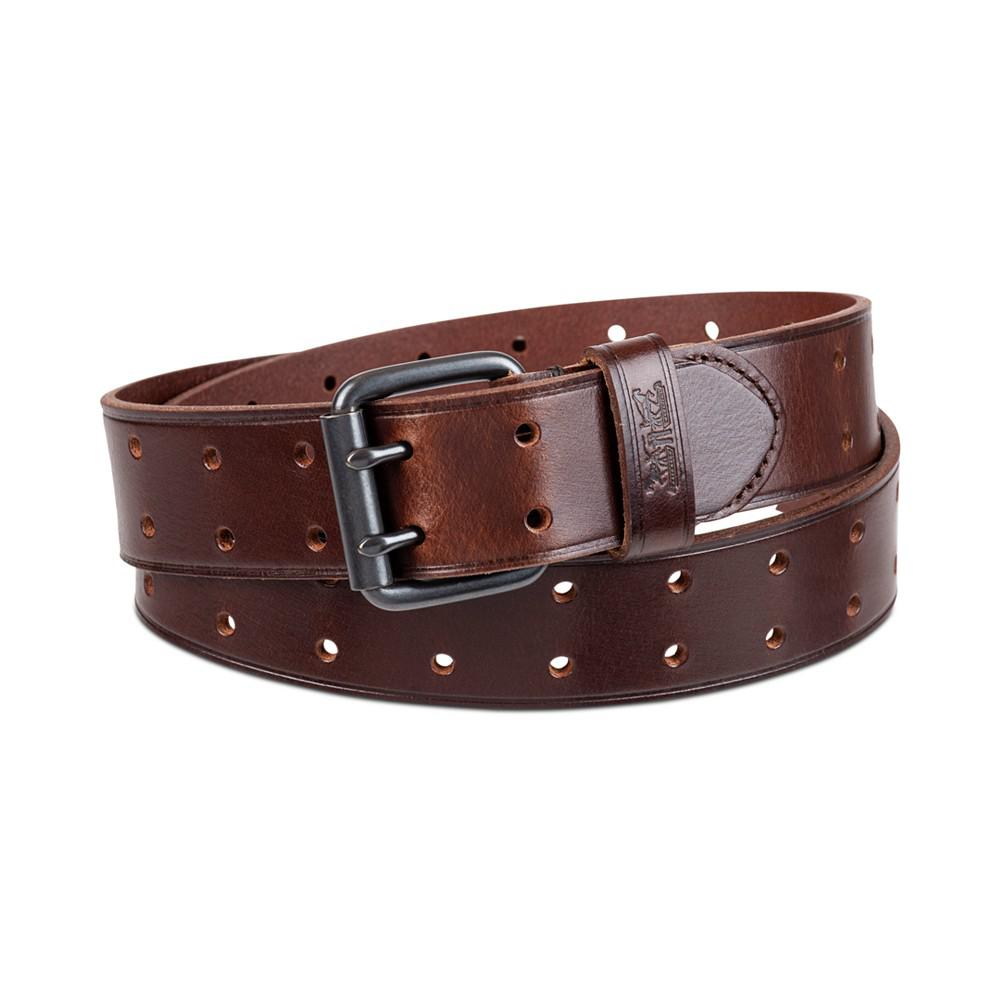 Men's Leather Perforated Double Prong Workwear Belt商品第1张图片规格展示