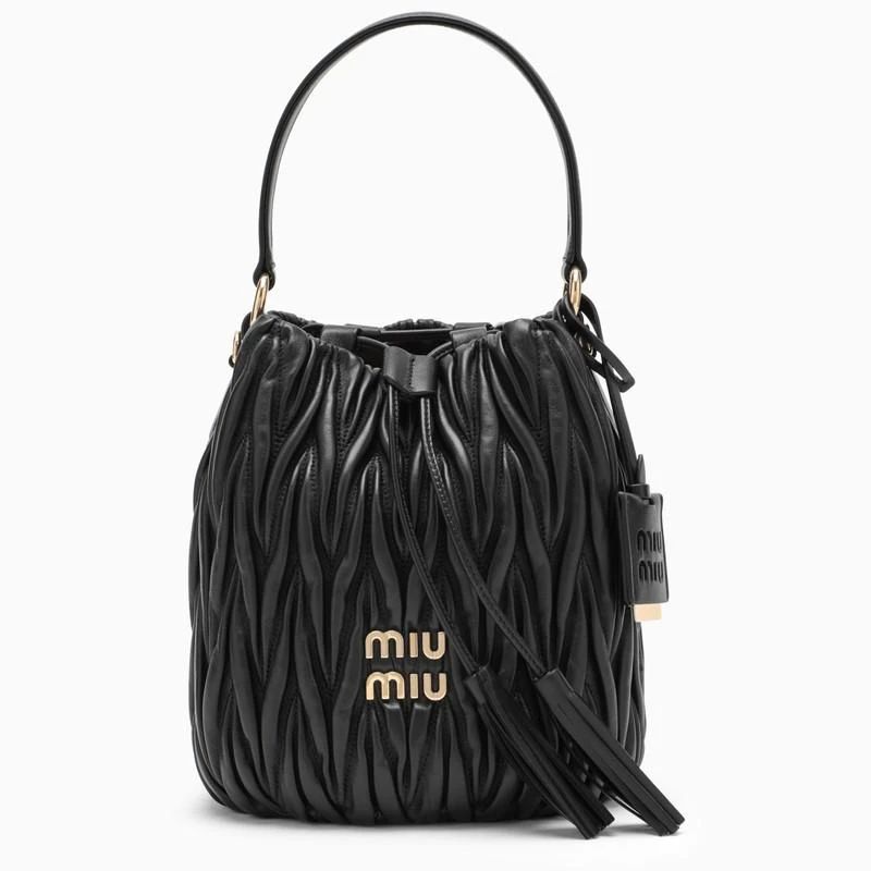 商品Miu Miu|Black matelassé leather bucket bag,价格¥13930,第1张图片