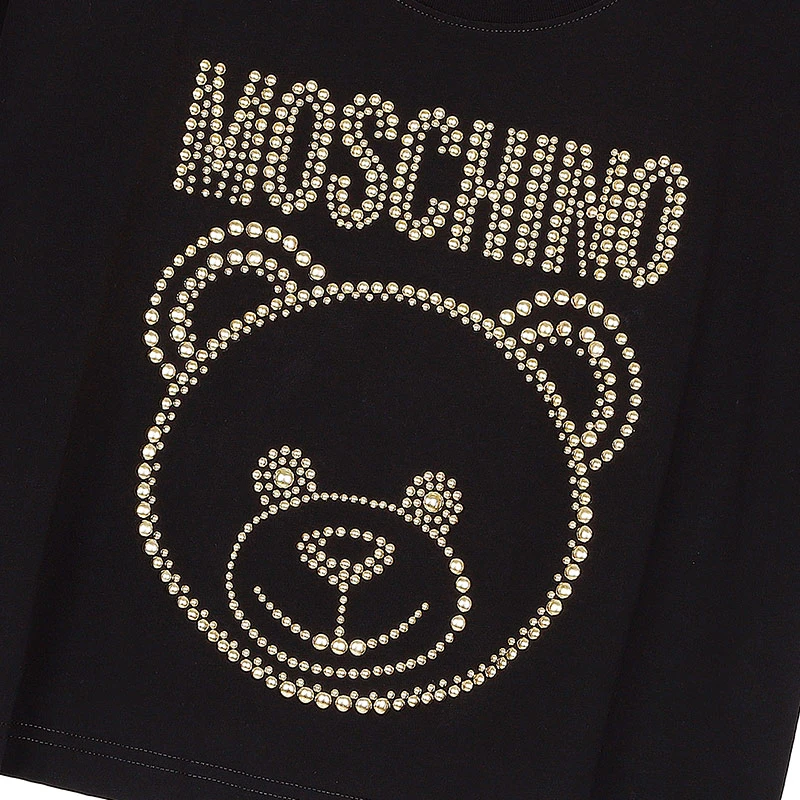 MOSCHINO/莫斯奇诺 21早秋 女士Teddy Studs弹力针织棉T恤 黑色07085540 A1555 （清仓特价） 商品