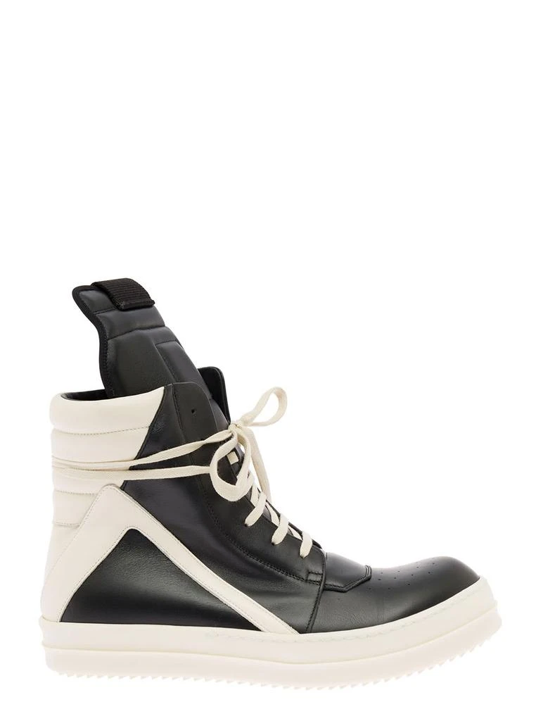 商品Rick Owens|Rick Owens Mans Geobasket White And Black Leather Sneakers,价格¥6325,第1张图片