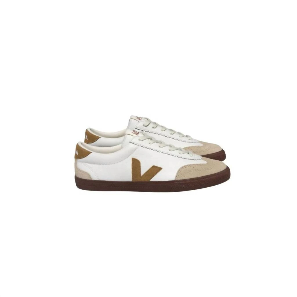 商品Veja|Women's Volley Organic Traced Leather Sneakers In White Tent Bark,价格¥1149,第2张图片详细描述