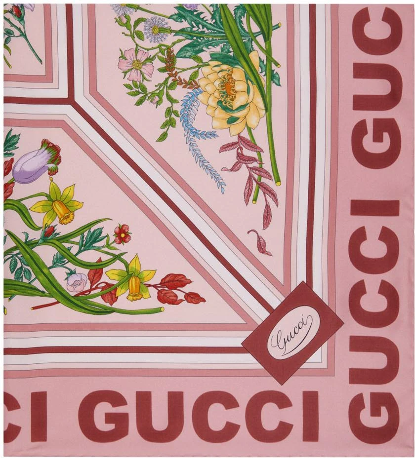 商品Gucci|Pink Floral Print Silk Scarf,价格¥4200,第1张图片