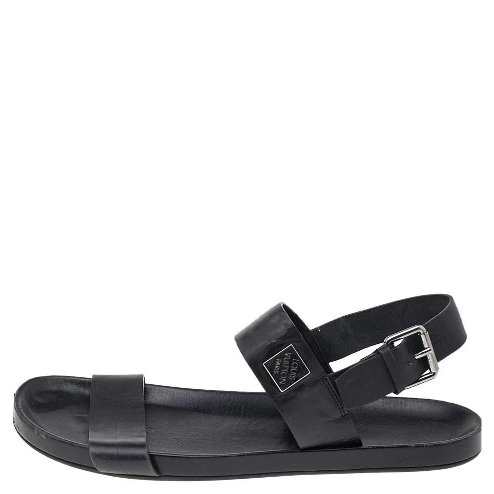商品[二手商品] Louis Vuitton|Louis Vuitton Black Leather Flat Sandals Size 43,价格¥2225,第2张图片详细描述