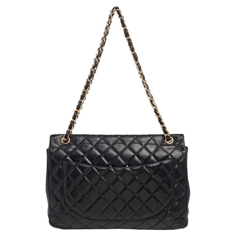 商品[二手商品] Chanel|Chanel Black Quilted Leather Maxi Classic Flap Bag,价格¥23770,第6张图片详细描述