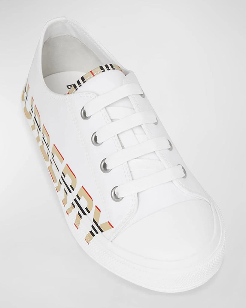 商品Burberry|Kid's Larkhall Icon Stripe Logo Gabardine Sneakers, Toddler/Kids,价格¥1089,第4张图片详细描述