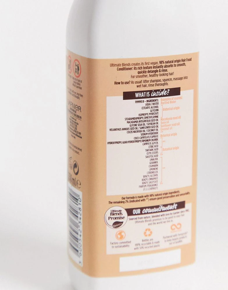 商品Garnier|Garnier Ultimate Blends Smoothing Hair Food Coconut Conditioner For Frizzy Hair 350ml,价格¥59,第3张图片详细描述
