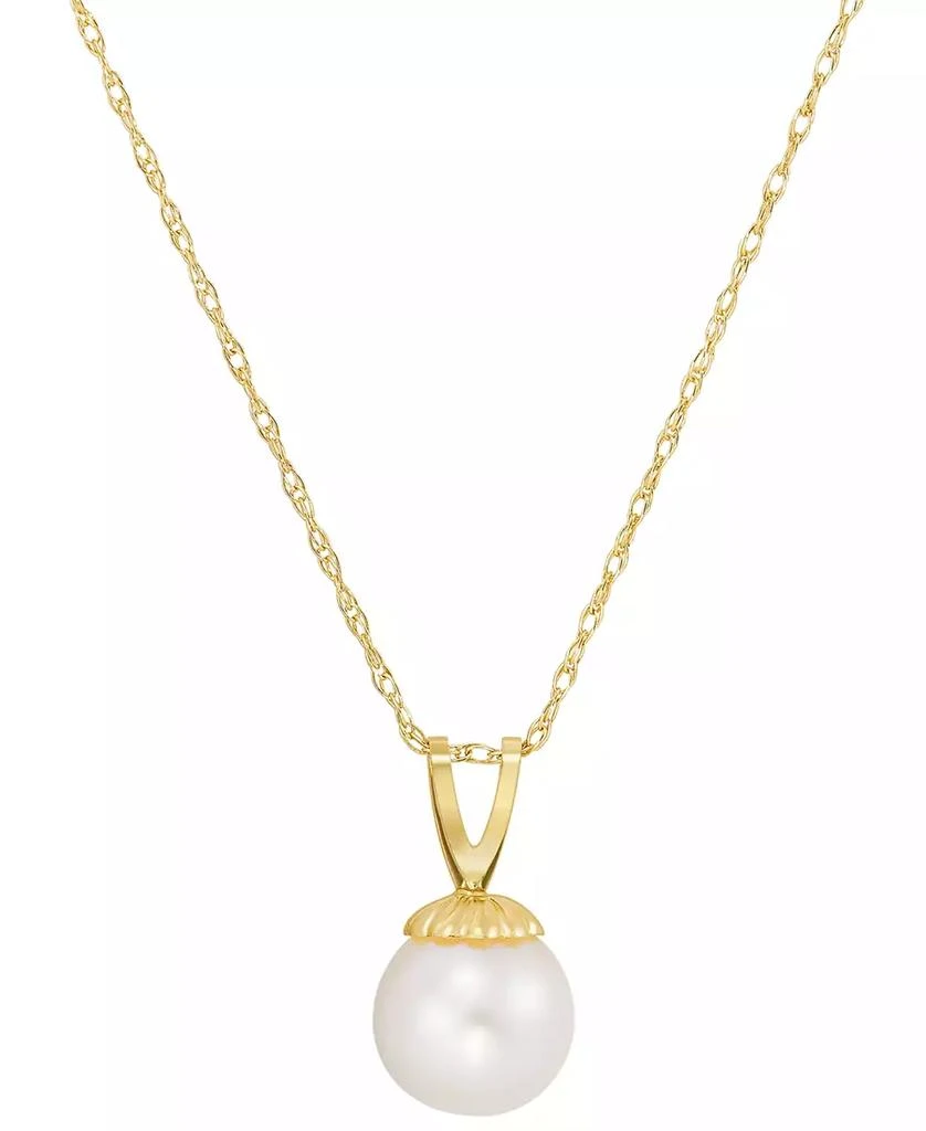 商品Macy's|Cultured Freshwater Pearl (6-3/4mm) 18" Pendant Necklace in 14k Gold,价格¥3725,第1张图片