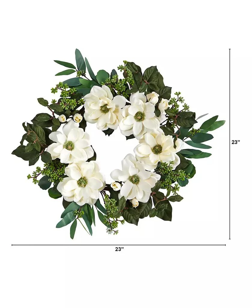 商品NEARLY NATURAL|Magnolia, Eucalyptus and Berries Artificial Wreath, 23",价格¥672,第2张图片详细描述