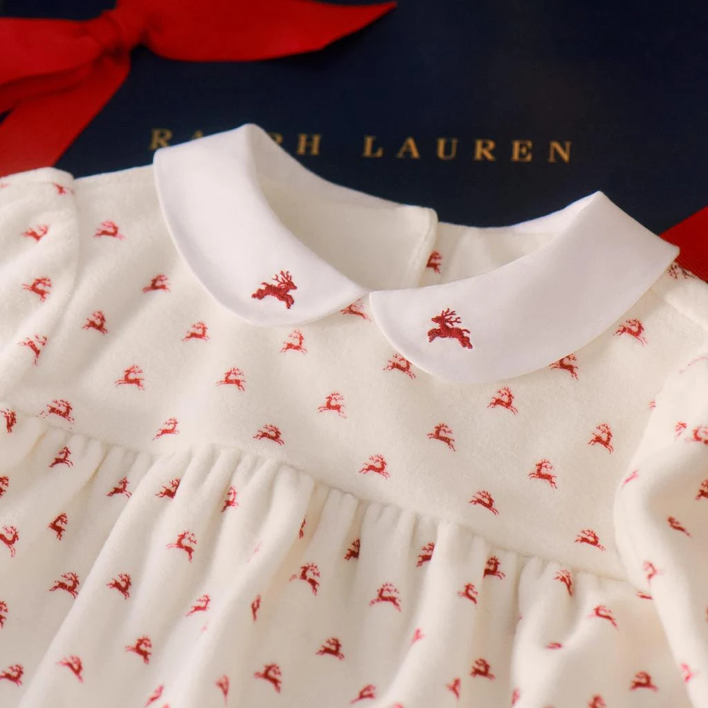 商品Ralph Lauren|Reindeer-Print Velour Dress & Bloomer (Infant),价格¥275,第4张图片详细描述