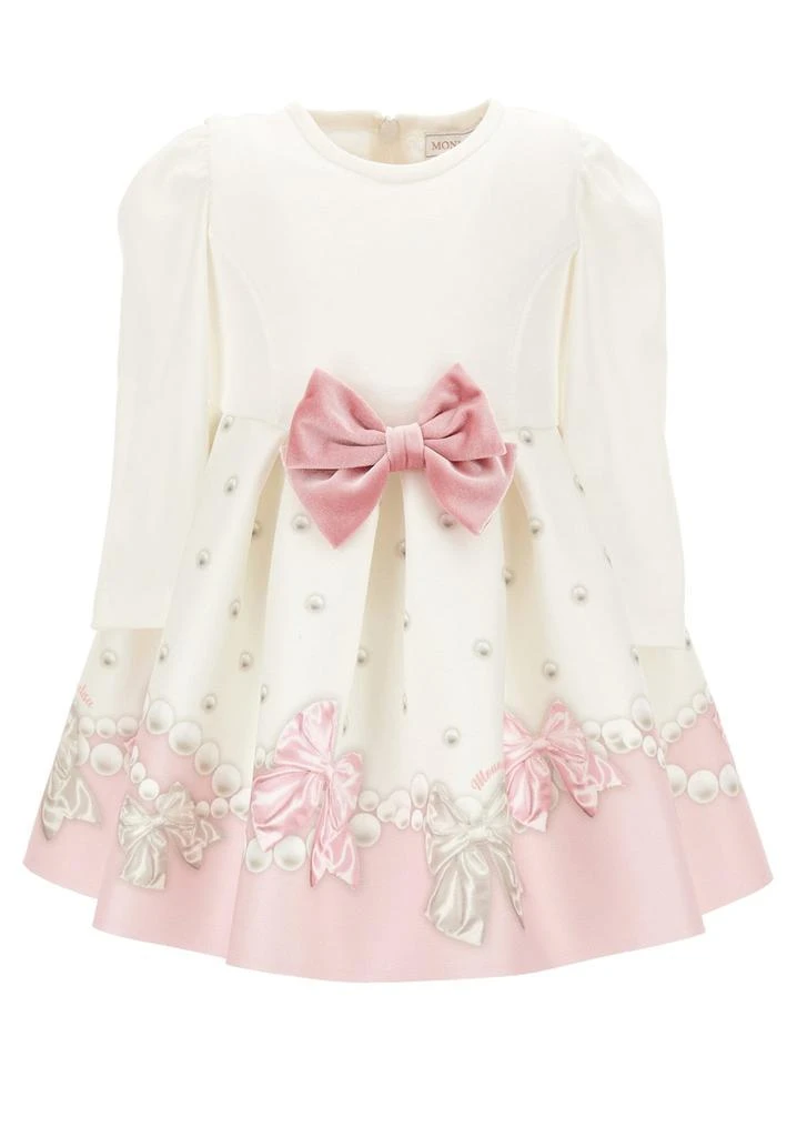 商品MONNALISA|Monnalisa Velvet Maxi Bow Long-Sleeved Flared Dress,价格¥1524,第1张图片