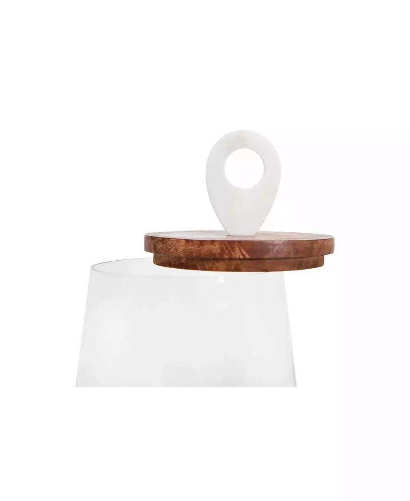 商品Bloomingville|Small Clear Glass Jar with Mango Wood & Marble Lid,价格¥373,第4张图片详细描述