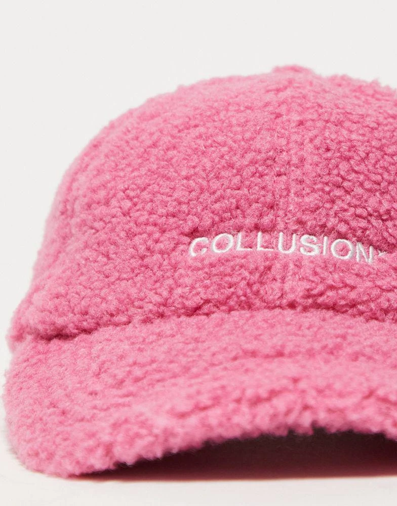 商品COLLUSION|COLLUSION Unisex borg logo cap in pink,价格¥68,第4张图片详细描述