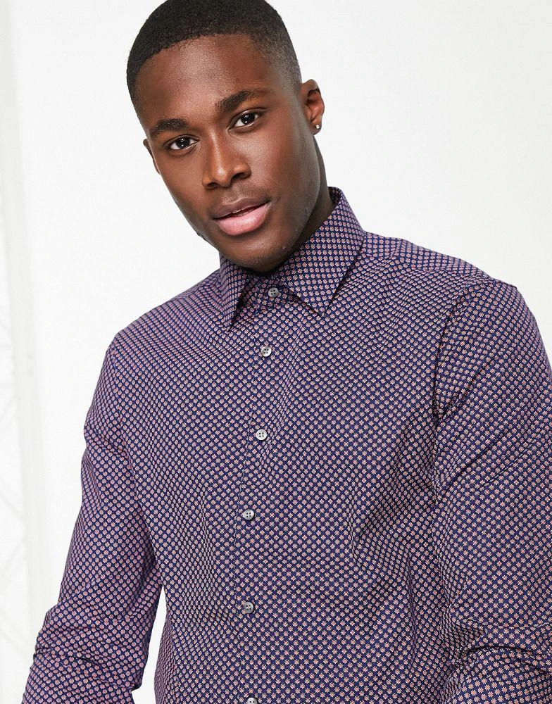商品Calvin Klein|Calvin Klein slim poplin shirt in navy,价格¥506,第3张图片详细描述