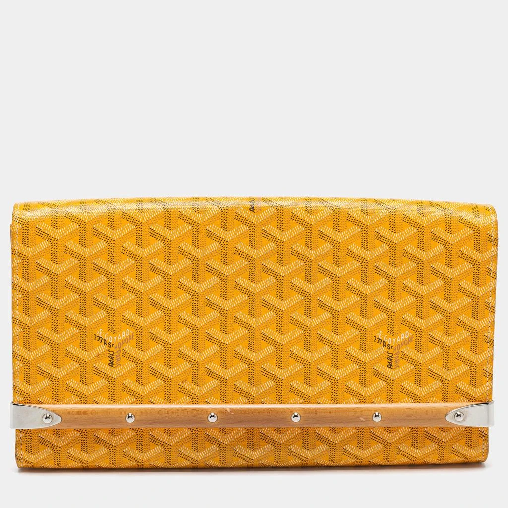 商品[二手商品] Goyard|Goyard Yellow Goyardine Coated Canvas Monte Carlo Bois Clutch,价格¥7378,第1张图片