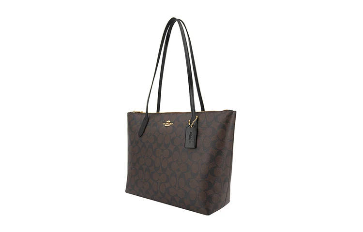商品[国内直发] Coach|蔻驰 Zip Top 30 老花 PVC 托特包Tote包购物袋单肩包 大号 女款 深棕色,价格¥1228,第3张图片详细描述