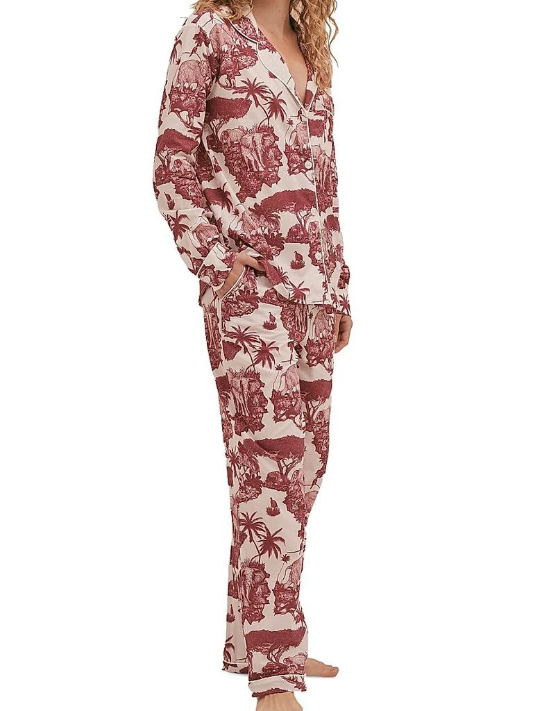 商品Desmond & Dempsey|Loxodonta Print Cotton Pajama Set,价格¥1807,第3张图片详细描述