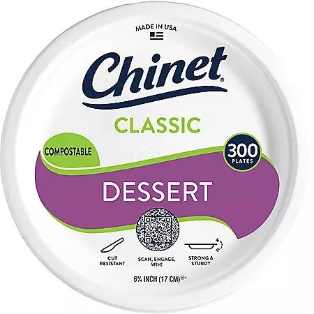 商品Chinet|Chinet Classic Dessert Plates, 6.75", 300 ct.,价格¥132,第1张图片