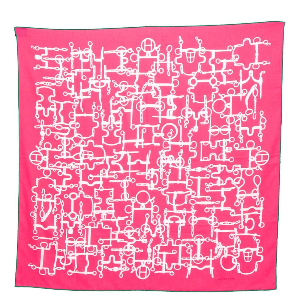 商品[二手商品] Hermes|Hermes Pink Stirrup Printed Cotton Square Scarf,价格¥2353,第1张图片