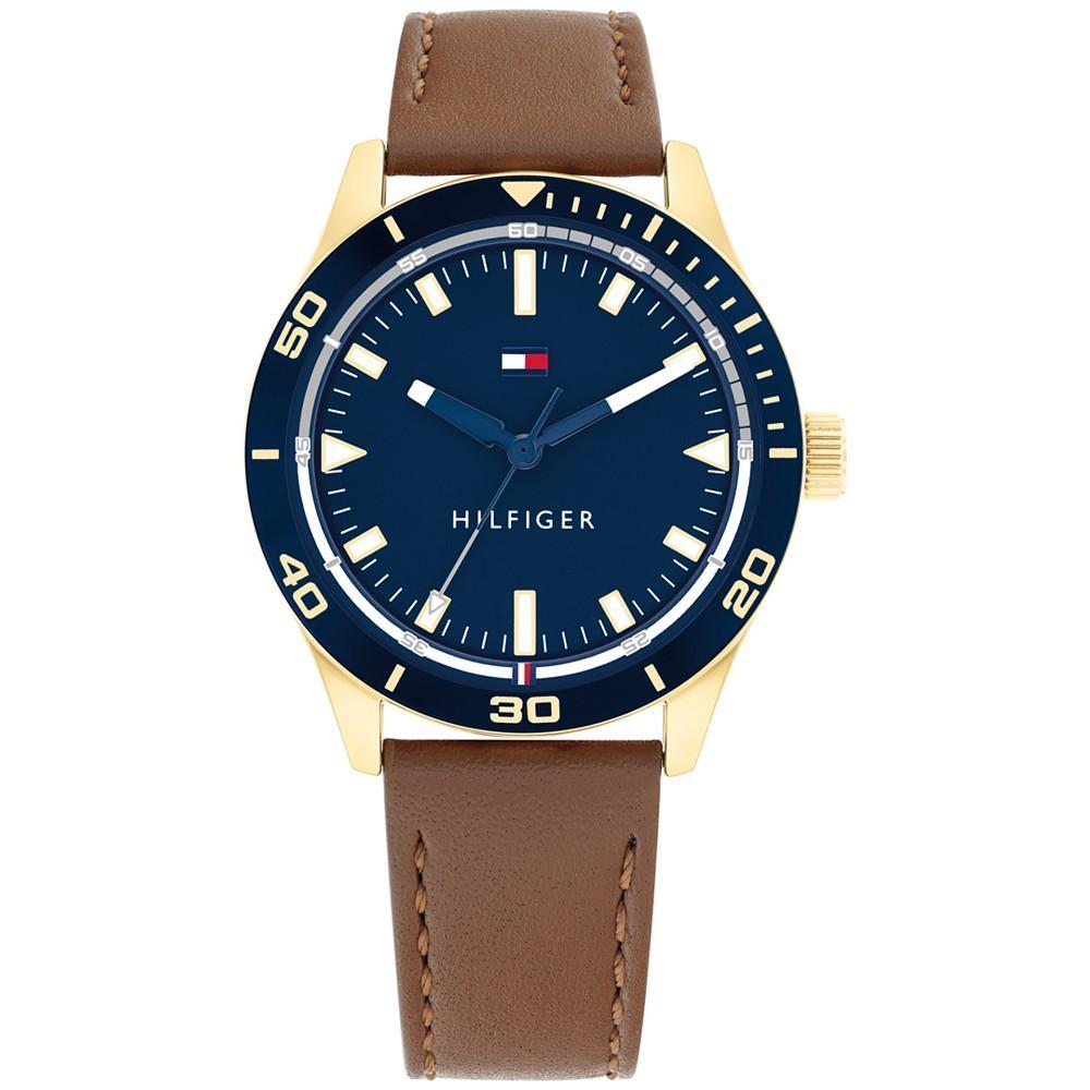 商品Tommy Hilfiger|Men's Brown Leather Strap Watch 38mm,价格¥701,第1张图片