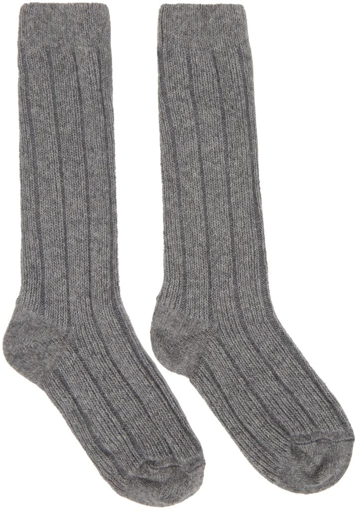 商品Thom Browne|Grey Rib Stitch Socks,价格¥1384,第1张图片