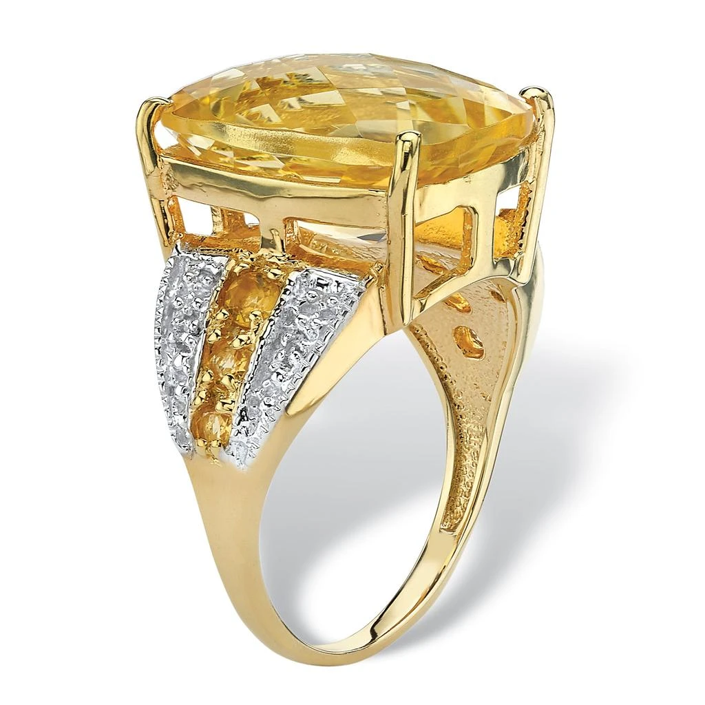 商品Palm Beach Jewelry|9.28 TCW Checkerboard-Cut Citrine and Topaz 14k Gold-plated Sterling Silver Ring,价格¥1263,第2张图片详细描述