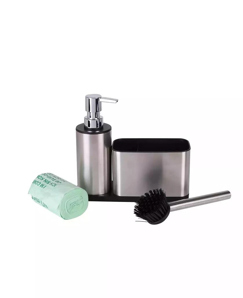 商品Organize it All|Stainless Steel Compost Bin Set with Biodegradable Bags, Sink Organizer & Scrub Brush,价格¥593,第4张图片详细描述