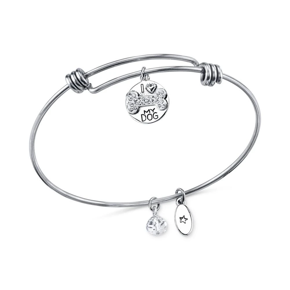 商品Unwritten|Dog Charm and Crystal Adjustable Bracelet in Stainless Steel,价格¥206,第1张图片