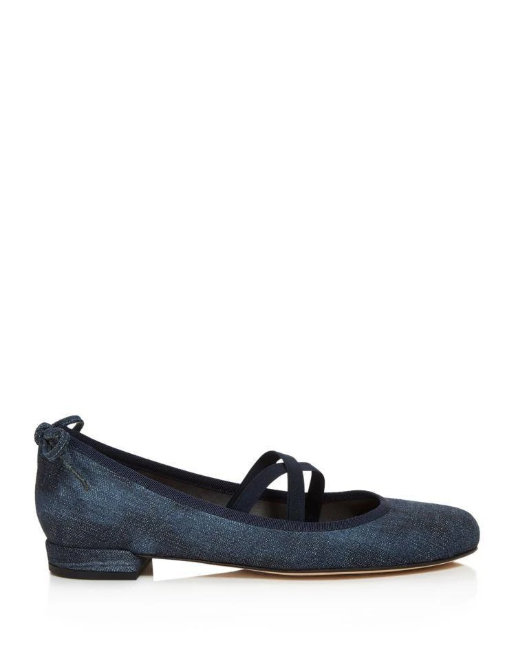 商品Stuart Weitzman|Bolshoi Denim Crisscross Ballet Flats,价格¥1473,第2张图片详细描述