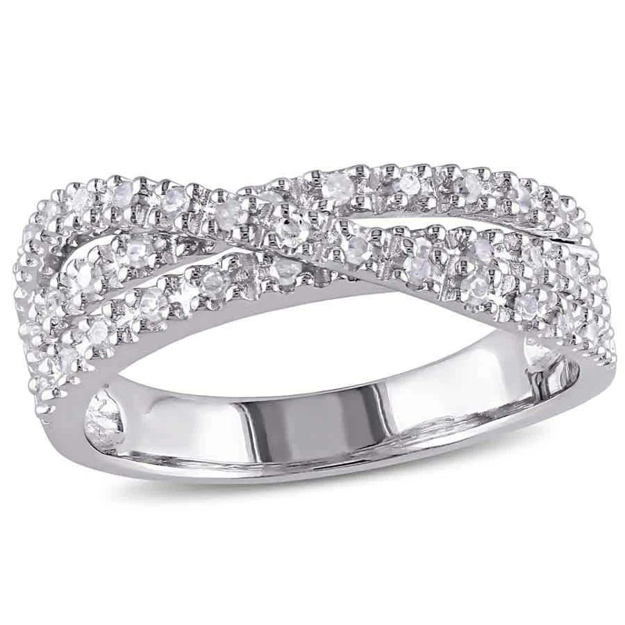商品Amour|1/4 CT TW Diamond Crossover Ring in Sterling Silver JMS10481-0600- Size 6,价格¥860,第1张图片
