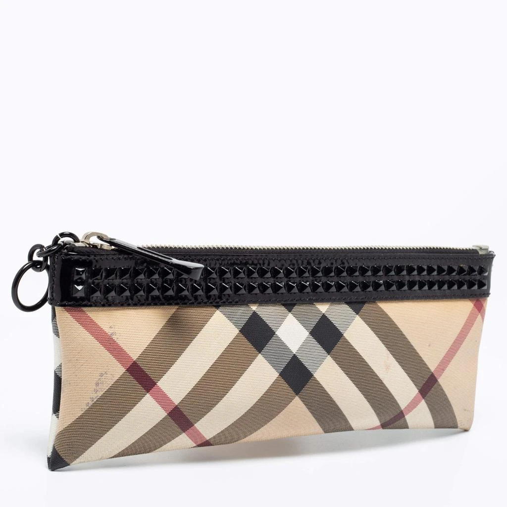 商品[二手商品] Burberry|Burberry Beige/Black Nova Check PVC and Patent Leather Studded Wristlet Clutch,价格¥2672,第3张图片详细描述