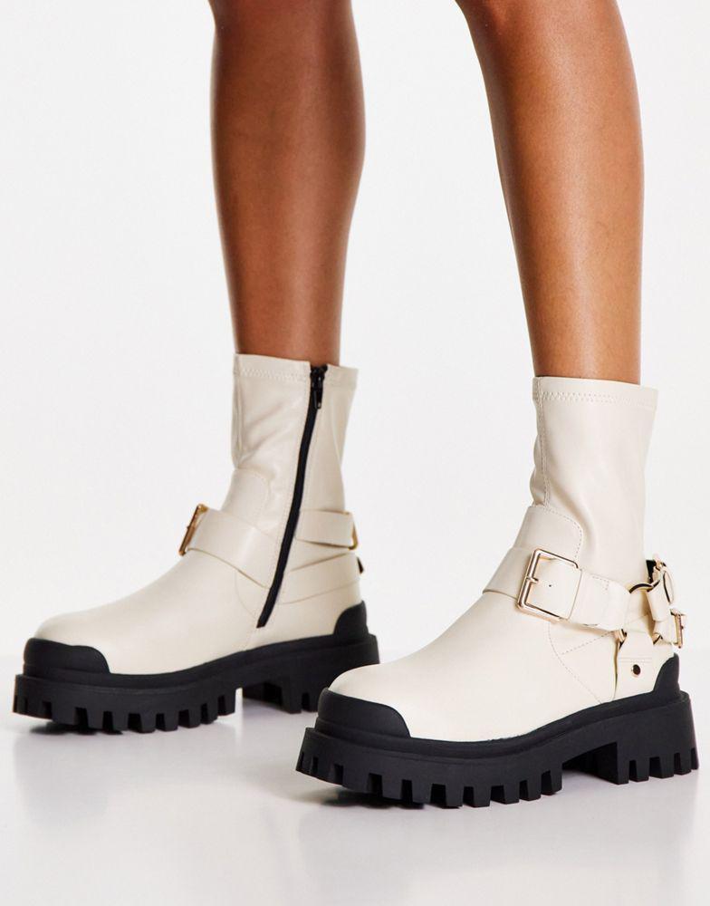 商品ASOS|ASOS DESIGN Almighty harness boots in off white,价格¥223,第1张图片