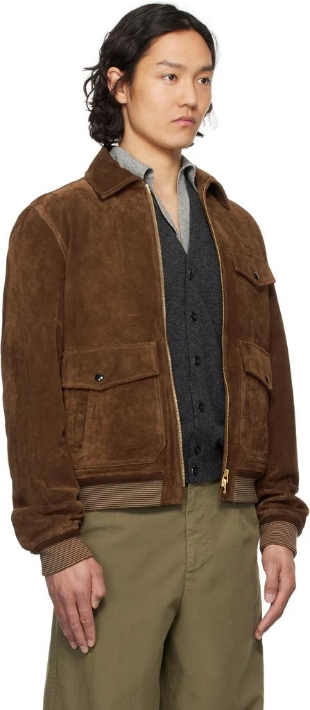 商品Drake's|Brown Heavyweight A2 Suede Bomber Jacket,价格¥14327,第2张图片详细描述