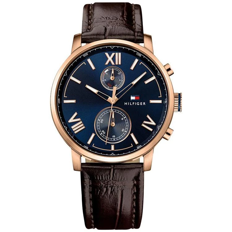 商品Tommy Hilfiger|Men's Sophisticated Sport Brown Leather Strap Watch 44mm 1791308,价格¥750,第1张图片
