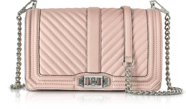 商品Rebecca Minkoff|复古粉红色雪佛龙绗缝皮革Love斜挎包,价格¥1680,第1张图片