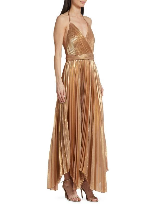 商品Alice + Olivia|Arista Halterneck Accordion Pleat Maxi Dress,价格¥1132,第1张图片