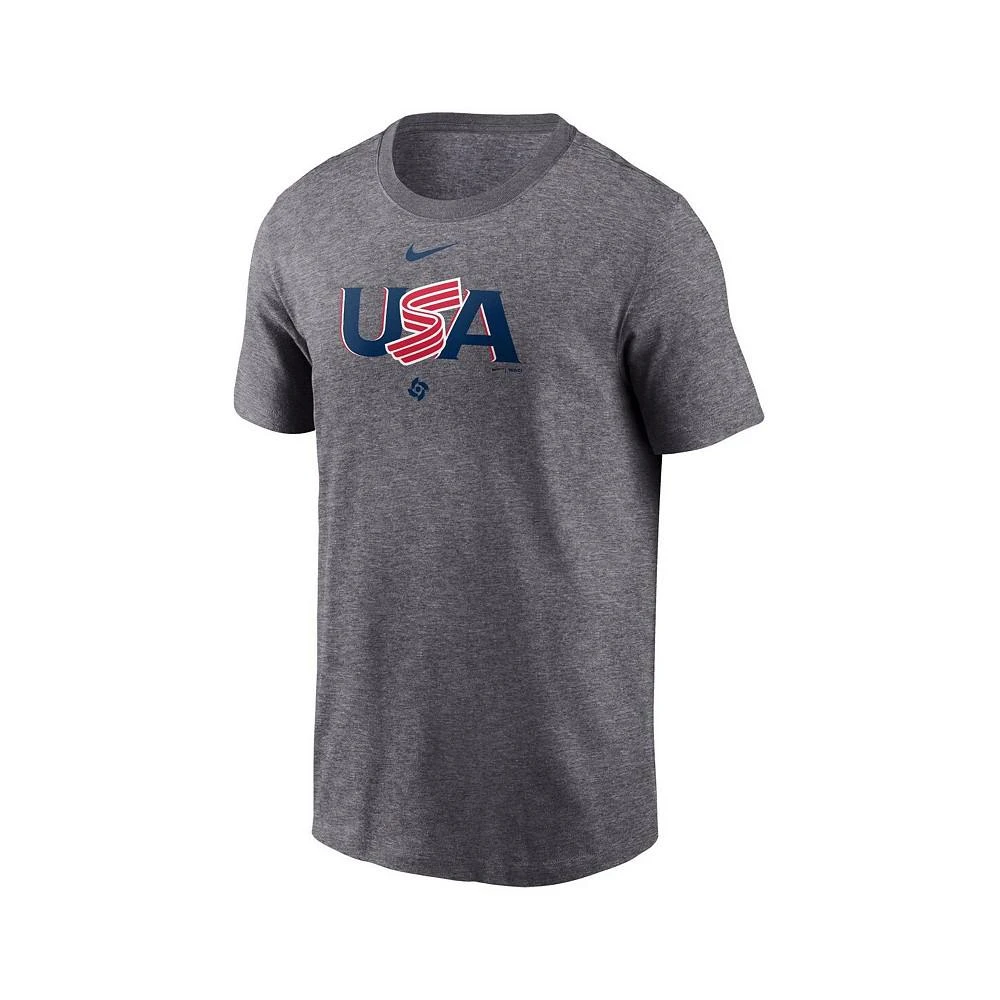 商品NIKE|Men's Heather Charcoal USA Baseball 2023 World Baseball Classic Wordmark T-shirt,价格¥261,第2张图片详细描述