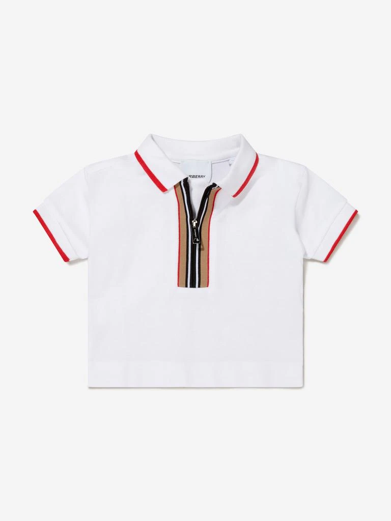 商品Burberry|Burberry White Baby Boys Cotton Branded Polo Shirt,价格¥590,第1张图片