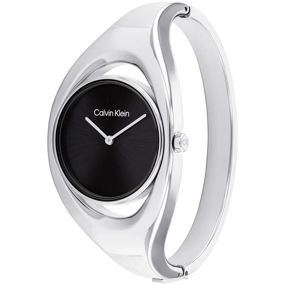 商品Calvin Klein|Women's Two Hand Silver Stainless Steel Bangle Bracelet Watch 30mm,价格¥1201,第2张图片详细描述